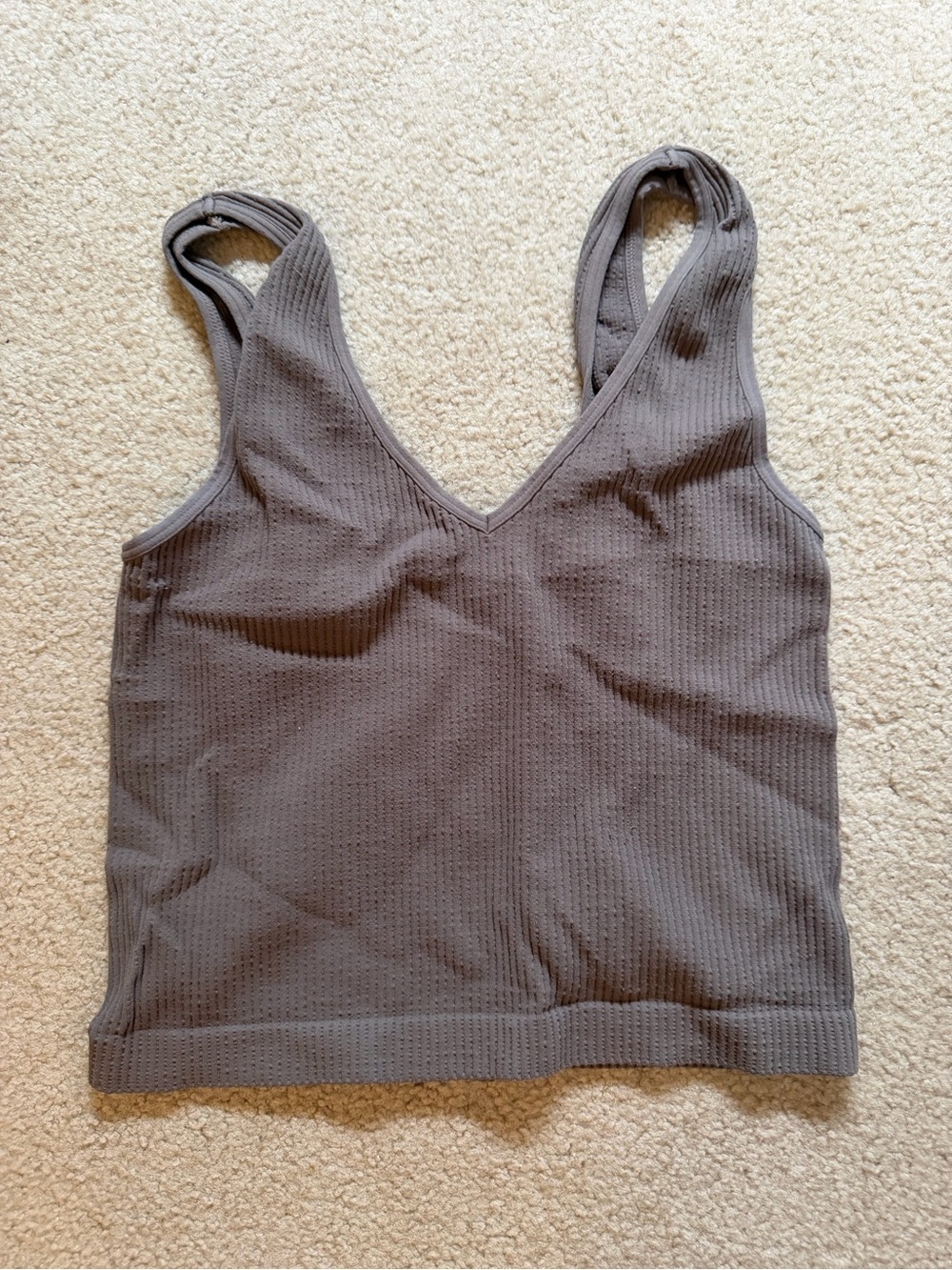 Women's V-Neck Ribbed Brami Tank - Gray